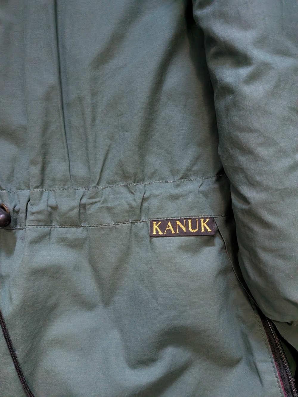 Vintage Kanuk Green Winter Jacket Parka Gold Owl Logo Black Fleece Collar Size 3 - Picture 2 of 6